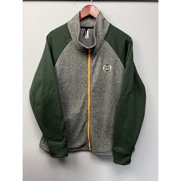 Colorado State Rams Full Zip Fleece Jacket Mens‎ Size XXL Green Gray Embroidered - Picture 1 of 10